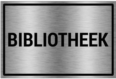 Bibliotheek bord - gecoat brushed aluminium - grijs zwart | 30 x 20 cm