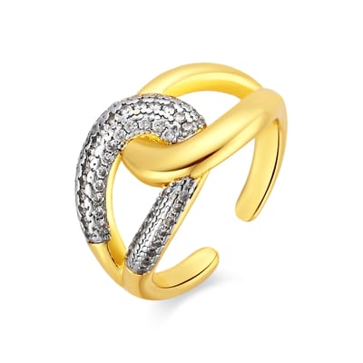 Luxenter Brilliant Metal en Zirconia Alloy Ring afgewerkt in 18 karaat geelgoud - Denan