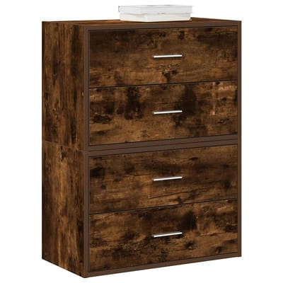 vidaXL - Kasten - met - 4 - lades - 2 - st - 60x31x40 - cm - bewerkt - hout - gerookt - eiken