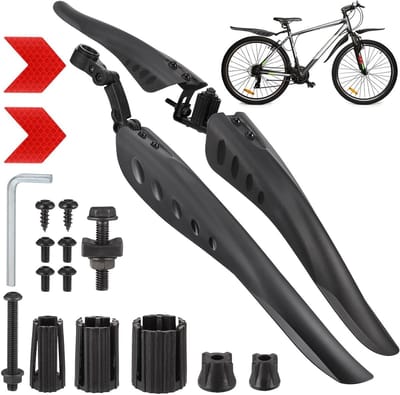 Universele Fietspads Set voor 24-29 inch Fietsen met 2 Reflecterende Stickers, Verstelbare Voor- en Achtermodderschermen voor Populaire Fietsen