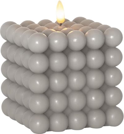 Star Trading Kaars Flame Dot, noppenkaars, grijs, LED, timer, warm wit, 12,5 cm