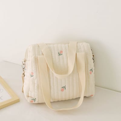 Il Bambini - Luiertas - Mombag - Schoudertas - Verzorgingstas - Kraamcadeau - Small - Duffel - Oranje bloem