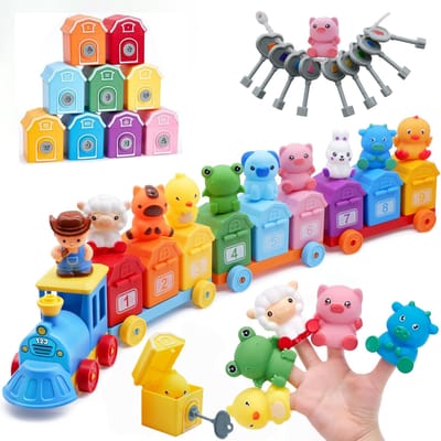 Ensemble de train pour tout-petit idéal pour l'activité ludique ToddlerCounting Matching & Sorting Jouets Animaux de la ferme Montessori Cadeau d'anniversaire pour enfant d'âge préscolaire