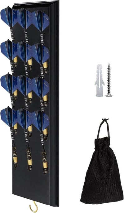 Dartstandaard Hout - Dart Organizer - Darts Opbergen - Verticale Opslag - Voor 12 Darts - Zwart