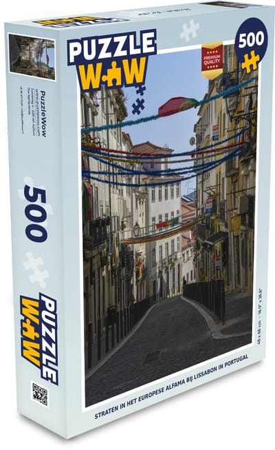 Puzzel Straten in het Europese Alfama bij Lissabon in Portugal - Legpuzzel - Puzzel 500 stukjes