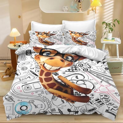 Giraffe Eenpersoons Dekbedovertrek, Grasland Wild Dier Geel Beddengoed Set Voor Kinderen Volwassenen Set Zacht Met Rits 2 Delig Giraffe Cadeaus 70x133cm 2pcs