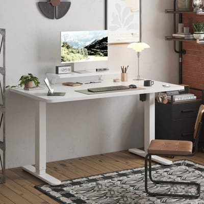 QJ Supply - Elektrisch Bureau - Werk Bureau - Ergonomisch Bureau - Verstelbaar - Werkstation - Premium Werkplek - Wit