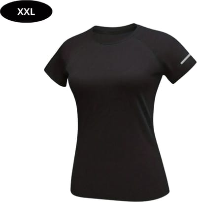 Livano Sportshirt Dames - Sport - Fitness - Compressie Shirt - Corrigerend Hemd - Sportkleding - Vrouwen - Zwart - XXL