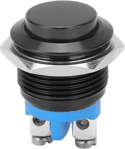Allecto - Metalen drukknopschakelaar - Waterdicht - 220V - Roestvrij stalen drukknop - Normaal open - Geschikt voor diverse toepassingen