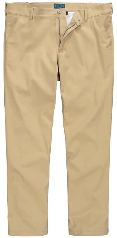 Boston Park - Heren - Broek van twill traveller-band platte voorkant regular fit - Zand - Maat 52