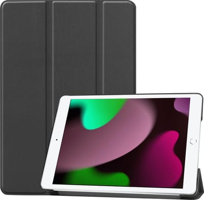 Hoes - Geschikt voor Apple iPad 9 (2021) - 10.2 inch - 9e Generatie - Dun & Stevig - Trifold Bookcase - Hard Cover - Hardcover Book Case - Tablet Hoesje - Zwart
