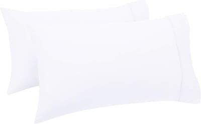 Famanu – Set van 2 katoenen kussenslopen - wit - 50 x 80 cm - zachte en ademende stof - geschikt voor bedden of bank - duurzaam en onderhoudsvriendelijk