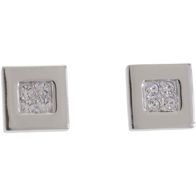 Behave – Oorstekers – Vierkant design – Rhodium plating met transparante kristallen