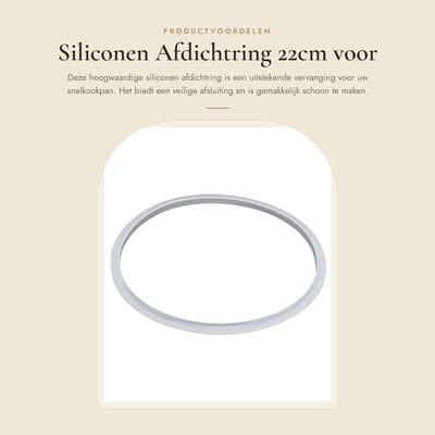 Dailygoods- Afdichtring Siliconen 22cm - Vervangende Pakking - Voedingskwaliteit - Duurzaam - Geschikt voor Snelkookpan - Gemakkelijk schoon te maken
