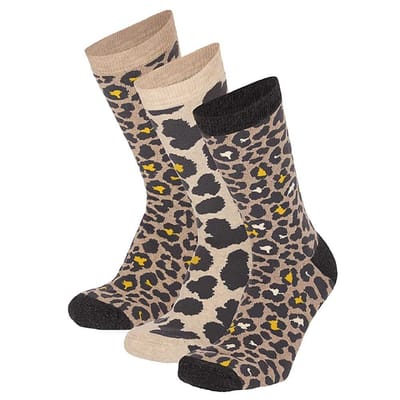 Apollo - Badstof dames sokken - Multi Beige - 6 Pak - Maat 36/41 - Uniek motief - Warme sokken dames - Sokken dames - Wintersokken dames - warme sokken dames