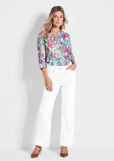 Jeans VERA met elastische tailleband en wijde pijpen - wit - Gr. 40 van Goldner Fashion