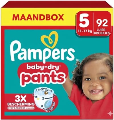 Luierbroekjes - Baby luiers - Droog en comfortabel - Tot 12 uur bescherming - Maat 5 92 stuks - Wit
