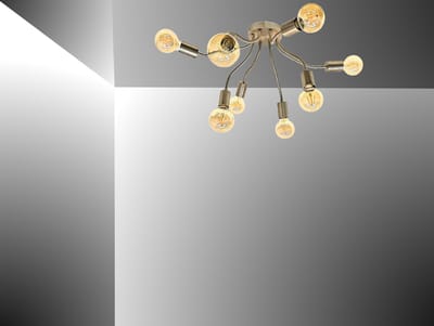 Trango 8-lichts plafondlamp 1013S-4ASD incl. 8x 3-traps dimbaar 4 Watt E27 2500K goudkleurige LED lamp RVS optiek *SPY* vintage kroonluchter, keukenlamp, plafondlamp, zwenkarmen