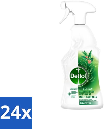 24 x Dettol Tru Clean - Allesreiniger - Spray - Eucalyptus - Multi-Oppervlakken - 500ml - Allesreiniger - Schoonmaakspray - Eucalyptus - Natuurlijke Ingrediënten - Vetvlekken