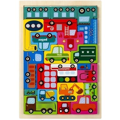 Montessori Cartoon 3D Puzzel Tangram Wiskunde Speelgoed Kubus Spel Kinderen Kleuterschool Verbeelding Vormen Leren-Gericht Speelgoed Kinderen blue