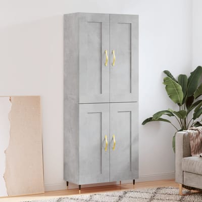 vidaXL - Hoge - kast - 69,5x34x180 - cm - bewerkt - hout - betongrijs