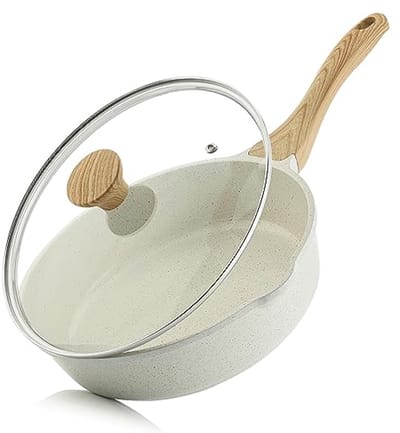 Keramische Koekenpan 28cm met Antiaanbaklaag voor Inductie - Vrij van PFAS/PFOA - Ergonomisch Handvat