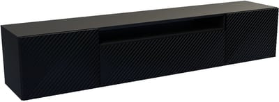 TV-kast Kaja, wandmeubel, lowboard, tv-standaard, wandmeubel, woonkamer, tv-meubel, woonkamermeubilair, televisie, highboard, TV-kast, tv-lowboard, 200 cm, 3 deuren, zwart
