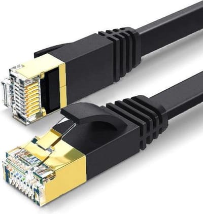 ValeDelucs Premium Gold Plated Internetkabel 5 meter - CAT7 STP Ethernet Platte kabel RJ45 - Patchkabel LAN Cable Netwerkkabel - Zwart