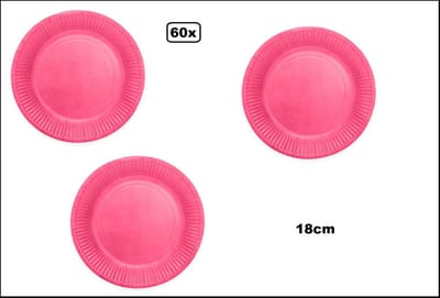 60x Bord 18cm pink karton - Feest festival black and gold party verjaardag