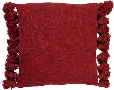 Dutch Decor RUBY - Kussenhoes 45x45 cm - 100% katoen - met flosjes - Merlot - rood - met rits - zonder binnenkussen