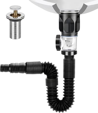 Flexibele Afvoerslang voor Sifon, Uitschuifbaar van 300-1000 mm, Anti-Verstopping en Geurafsluiter voor Sifon Kit