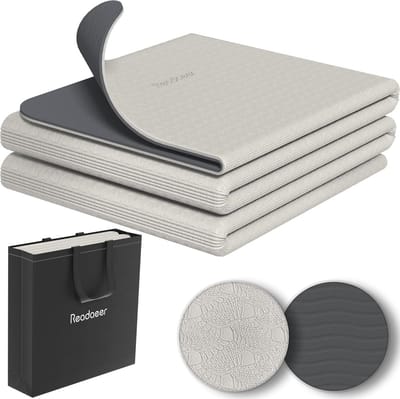 Opvouwbare tweekleurige yogamat 6 mm dik met draagtas - 183 cm L x 61 cm B