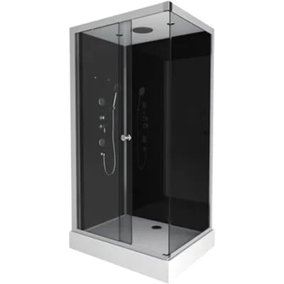 Aurlane Douchecabine Black 2 - Rechthoek - 80x110x230cm - Zilver