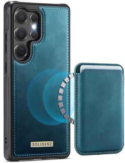 Solidenz hoesje - Geschikt voor Samsung Galaxy S26 Ultra - Backcover met Magnetische Pasjeshouder geschikt voor MagSafe - Blauw