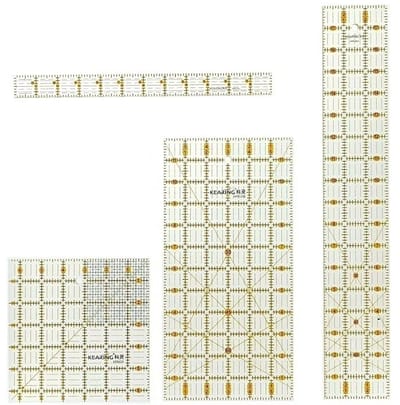 WiseGoods Premium Patchwork Liniaal Set 4 Stuks - Naailinialen Met Schaalverdeling - Hoekaanduiding - Quilten En Naaiprojecten