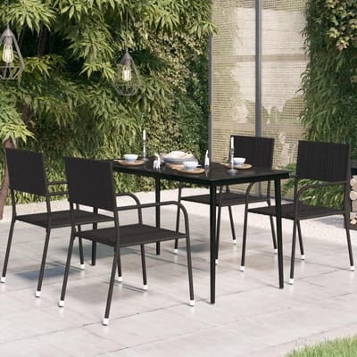 Gepoedercoate tuintafel - Eettafel buiten - Buiten dineren - Robuust stalen frame - 140 x 70 cm - Zwart
