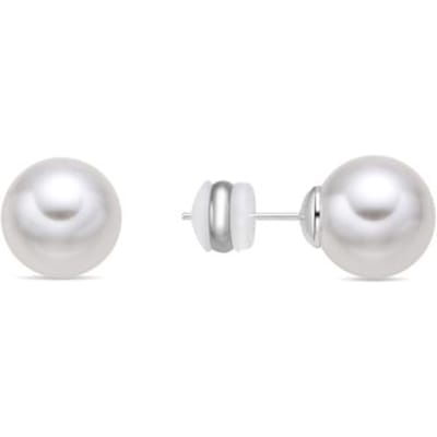 Boucles d'oreilles - LUXENTER - Wasai - Perle blanche - Plaqué rhodium - 12 mm
