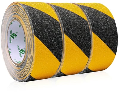 BOMEI PACK Anti-slip Adhesive Tape, 3 Rolls of 5 cm x 10 m Stair Tape Non-Slip Black Yellow High Traction Pad for - ShopVlot