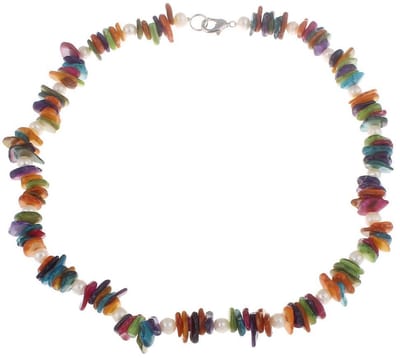 Zoetwater parelketting Pearl Colorfull Shell - echte parels - sterling zilver (925) - wit - oker geel - pink - aqua - paars - oranje - groen - luxe sieraden zakje - parelketting dames