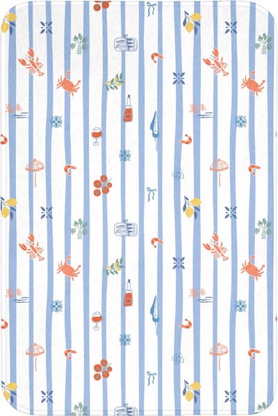 Badmat 60x90 cm - Antislip - Strepen - Blauw - Patroon - Zomer - Badmatten voor badkamer - Badkamermat - Douchemat - Badkamer mat