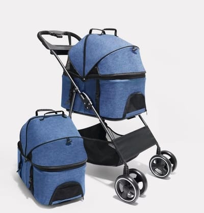 Huisdier Kinderwagen - Dieren Buggy - Comfortabel Vervoer - Afneembare Draagtas - Tot 25kg - Blauw