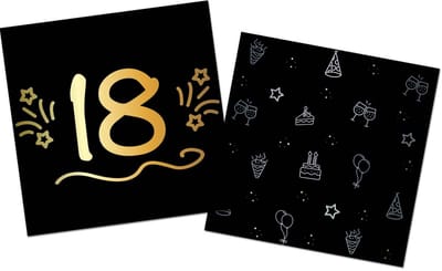 Folat - Servetten - shining glam 18 jaar - 16 stuks - 33 x 33 cm