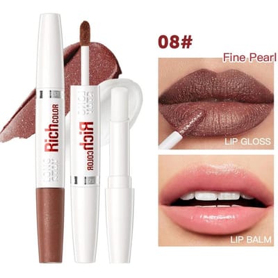 Rouge à lèvres liquide mat à Double tête, 8 couleurs, imperméable, maquillage longue durée, baume à lèvres, réduit les ridules, gloss, cosmétiques