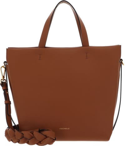 COCCINELLE Leren Handtas Schoudertas Boheme Grana Double Handbag Double Grainy Leather Cuir / Noir Terracotta