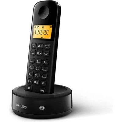 Philips D165B Huistelefoon - Vaste Telefoon - DECT Telefoon met 10 uur Spreektijd – Huistelefoon met 1,6 Inch Display - Draadloze Telefoon voor Vaste Lijn 200 Uur Standby - Zwart