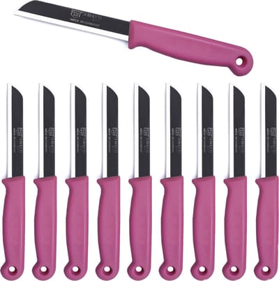 Solingen Kartelmes – Tomatenmes met Kartel – RVS – 18,5 cm met Blade Cover – Roze – 10 stuks