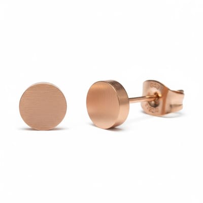 Rvs sieraden- Oorbellen -Roségoudkleur Ronde Oorstekers 6mm - Tijdloos