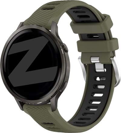 Bandz Sport bandje met gesp geschikt voor Garmin Vivoactive 4s / Vivomove 3s / Venu 4 - 41mm / Venu 3s / Venu 2s / Forerunner 265s / Forerunner 255s - Olijfgroen/Zwart