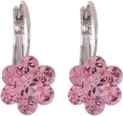 Behave – Oorhanger dames – roze kristal – Nikkelvrij – Bloem