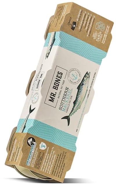Mr. Bones gekookte Makreel voor honden - natuurlijke verse vis zonder toevoegingen voor honden - bron van omega-3 - blikjes 3x80gr